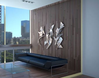 Modern Dimensional Contemporary Abstract Metal Wall Sculptures "3 Tempests" by Dustin Miller