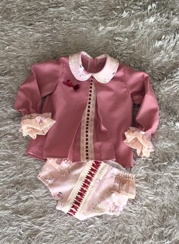 baby girl fall winter outfit newborn spanish handmade set