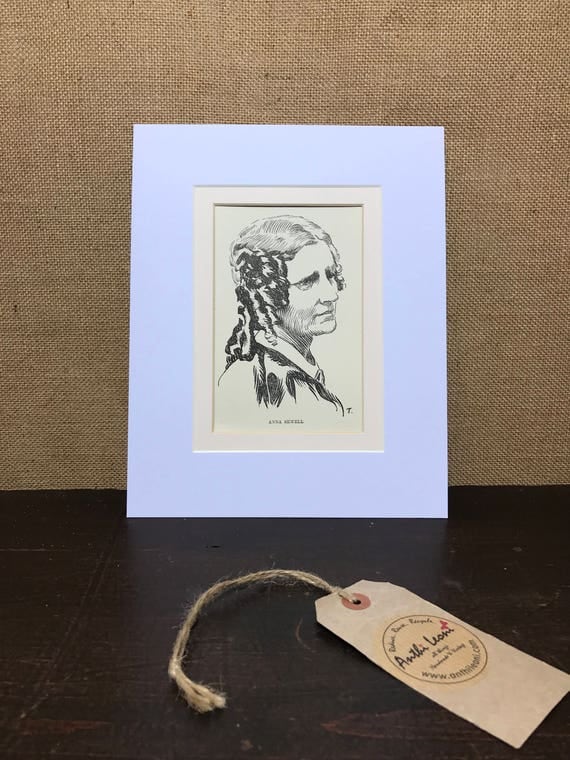 Literary Greats - Anna Sewell Print - Double Mounted Vintage Book Page Print - Black Beauty Author - Publishing Office Interior Decor