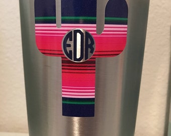 RTIC Cup Decal - Serape Cactus with Monogram