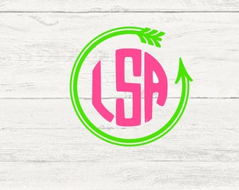Arrow Circle Vinyl Monogram, Fancy Circle Decal, Adhesive Vinyl Decal, Monogram Decal for Yeti, Tumbler, Tervis, Swell Bottle, Car Windshiel