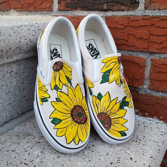 Custom Sunflower Vans Shoes Hand Painted Shoes Gifts for