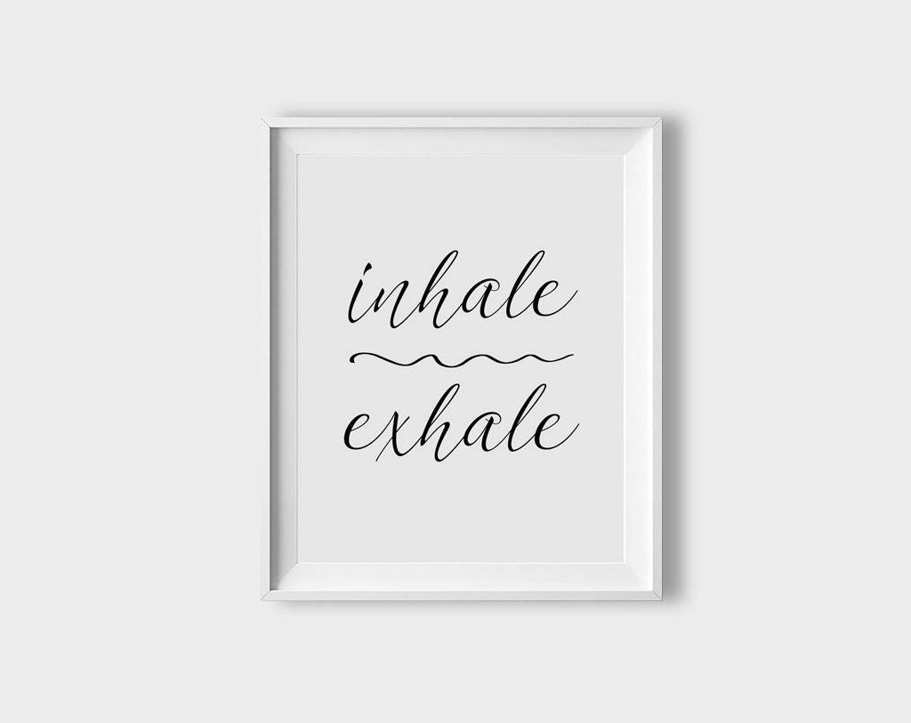 Inhale Exhale Print Zen Office Wall Decor Yoga Poster