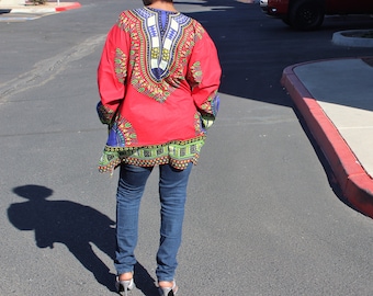 Long sleeve Dashiki Shirt, Long deluxe Dashiki Top, Redi Dashiki Top, dashiki camicia, Long African Print top, tissus Africain, African Top