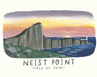 Original painting Neist Point Isle of Skye picture a5 size