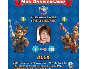 Cartes d'invitation Clash Royale personalisées et imprimables - Carte Invitation / Anniversaire
