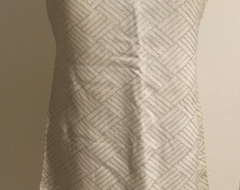 Volup Size L 1960s White Shift with Silver Metallic Thread