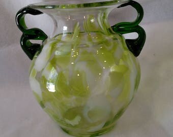 Hand blown 2 Handle Vase