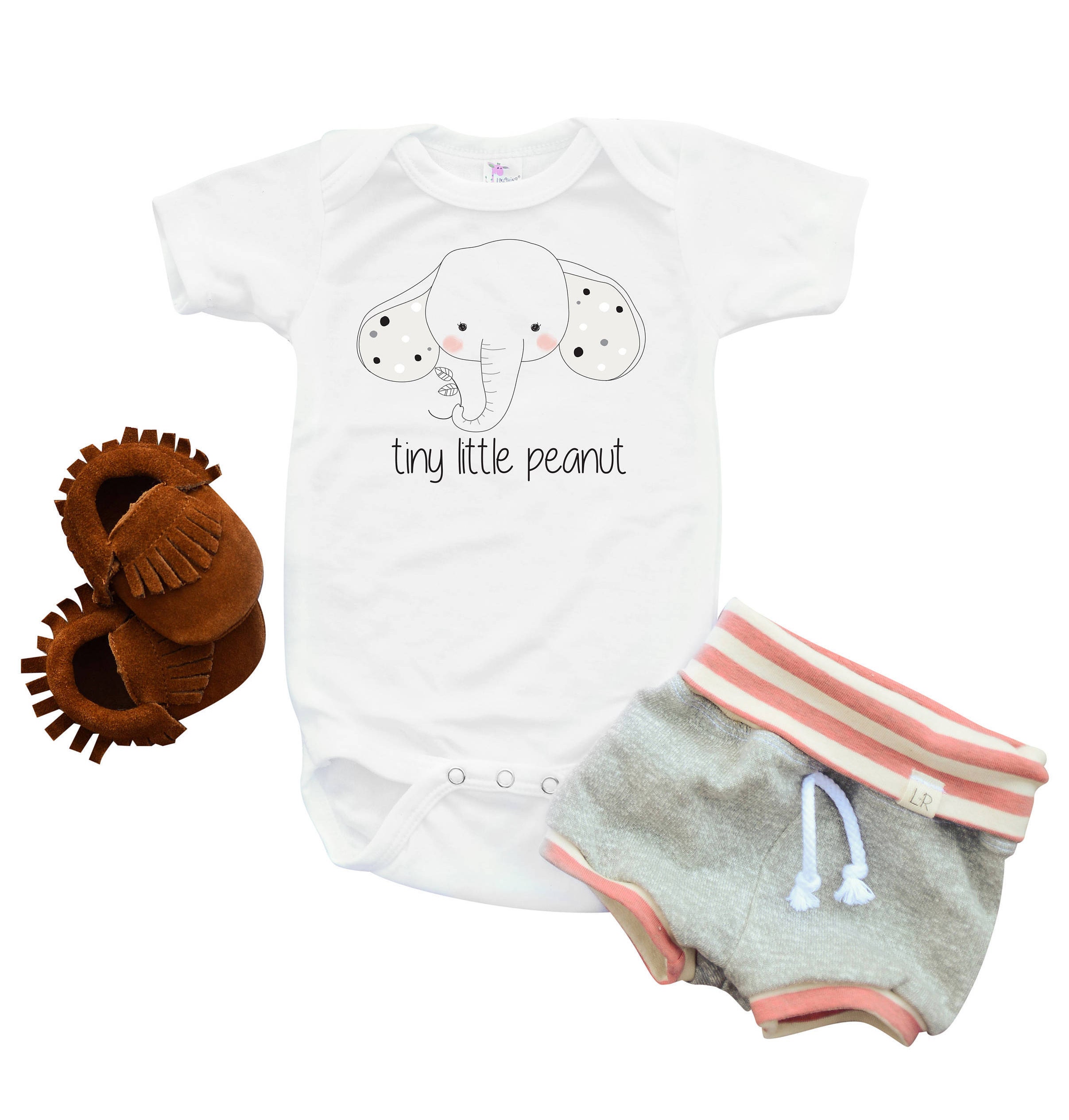 Gender neutral elephant baby clothes tiny little peanut