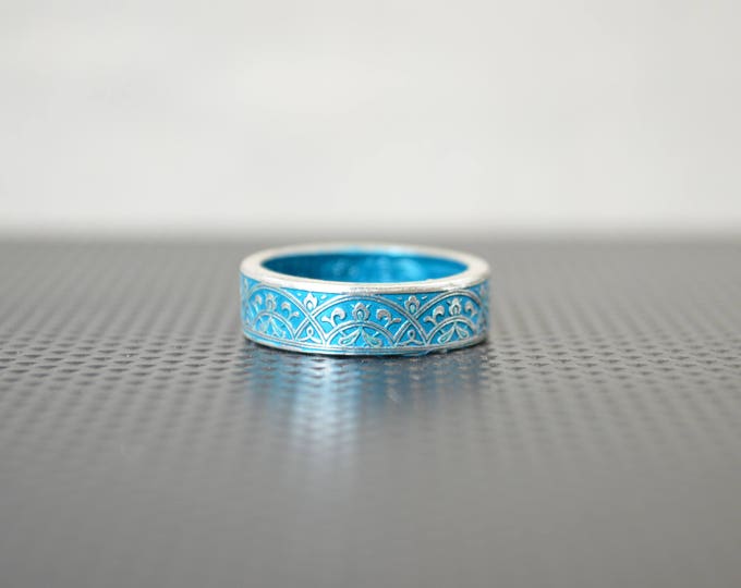 Moroccan Coin Ring, Turquoise Coin Ring, Stained Glass Ring, Turquoise Ring, Coin Art, Morocco, Silver Coin Ring, Moroccan Art, Boho Ring