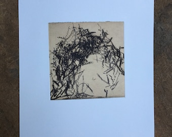 Intaglio. Abstract Etching Print Brown and tan Colors:You Turn The Screws 2. unframed
