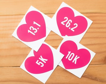DISTANCE RUN HEART | Any Distance Running Sticker | I Heart Running Decal | Ultra Marathon Decal | By AngelaBrooksShop on Etsy