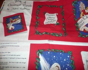 Book Of Christmas Carols Fabric Panel For Soft Sculpture Book