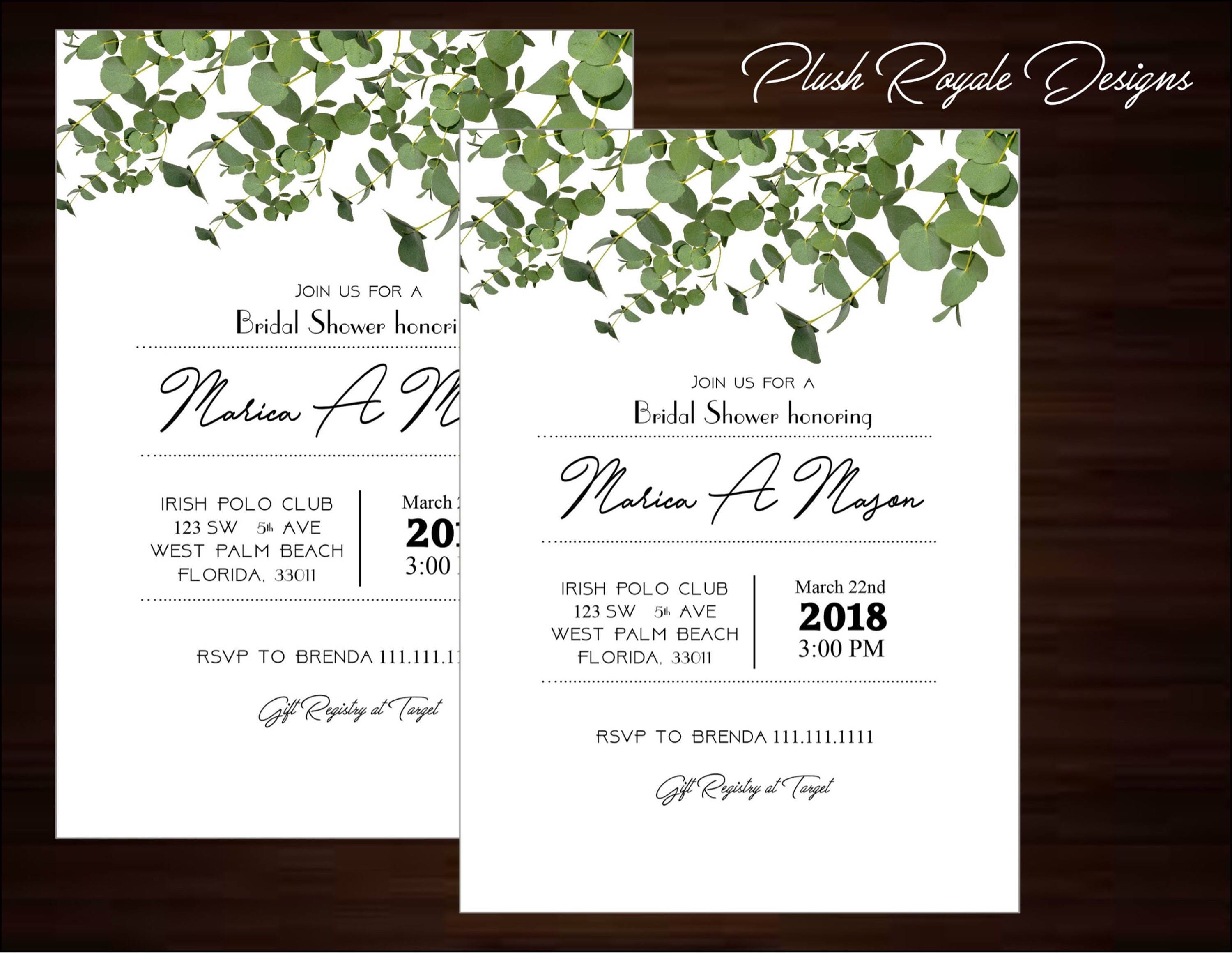 Minimalist Greenery Rustic Modern Bridal Shower Invitations Eucalyptus Flowers Wedding Elegant Succulent Garden Minimalist Greenery Rustic Modern Bridal Shower Invitations Eucalyptus Flowers Wedding Elegant Succulent Garden