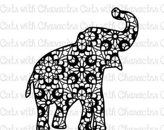 ON SALE Lace Elephant Silhouette SVG Dxf and Png Files for Cutting Machines Silhouette, Cricut or Scan 'N' Cut