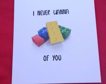 Geeky Birthday Card, Lego Inspired Cards, Lego Blocks, Pun Cards, Nerdy Greeting Cards, Cute Anniversary Card for Lego Fan, Boyfriend Card