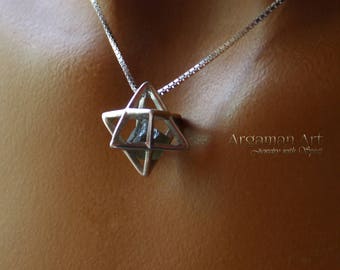 Moldavite Necklace, Merkaba Moldavite Necklace, Moldavite Merkaba, Moldavite Jewelry, silver Jewelry, silver Necklace, silver pendant ,