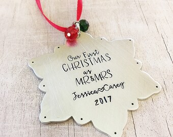 Wedding Gift for Couple - First Christmas as Mr and Mrs Ornament - Personalized Christmas Ornaments - Mr and Mrs Ornament