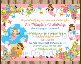 Fairy Birthday Invitations- Enchanted Garden Birthday- Fairy Invitations- Fairy Party Invite- Sibling Invitations- 5"x7" size- Digital Item