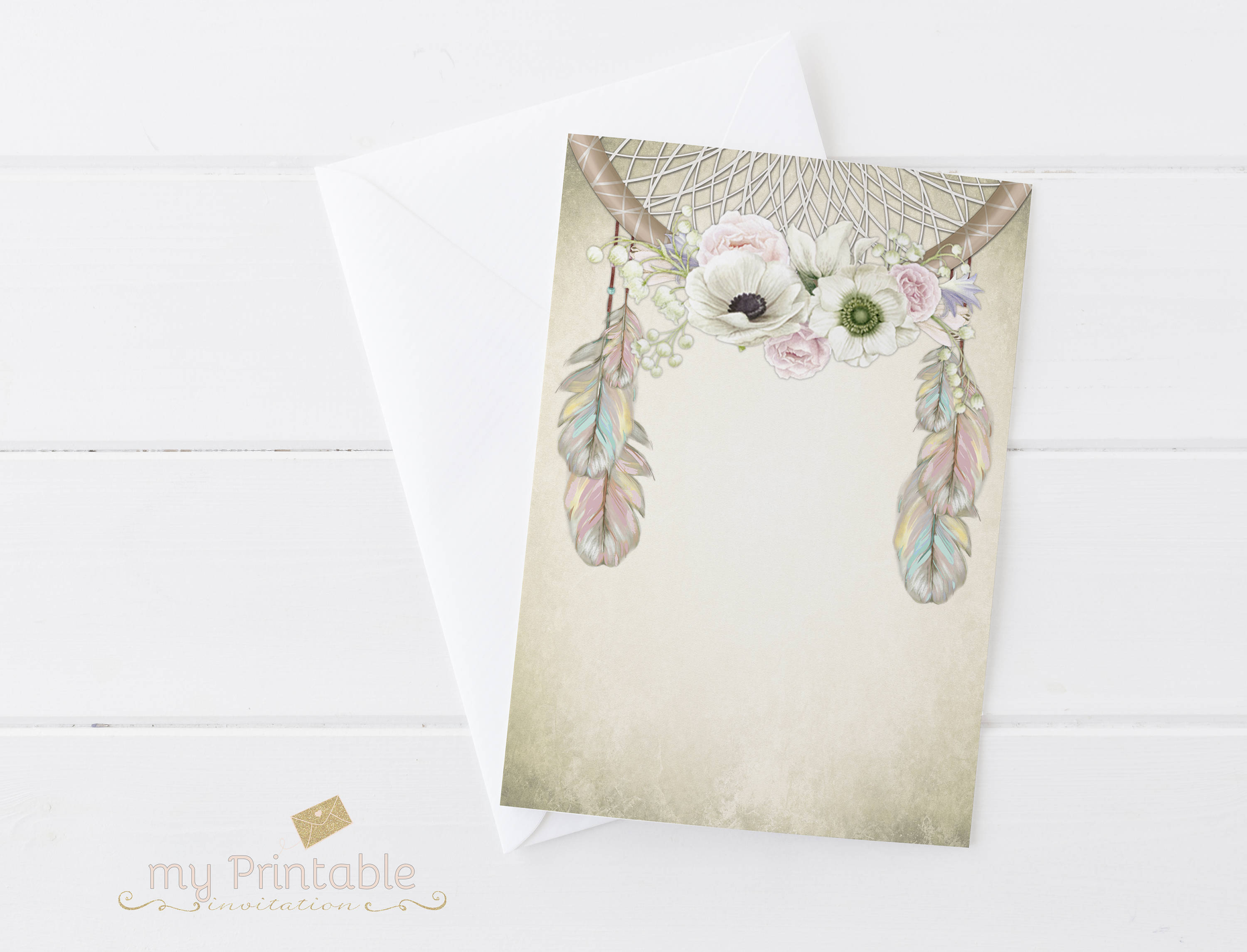 Bohemian Birthday Invitation / Digital Printable Invite for