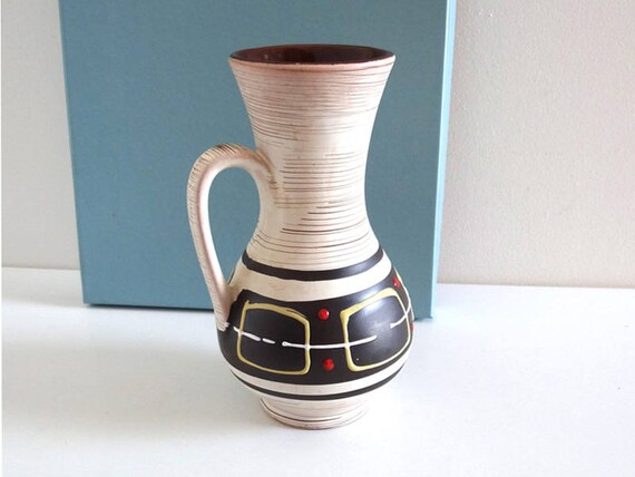 Mid Century Ceramic Vase Vintage 50s GERMANY White Pottery