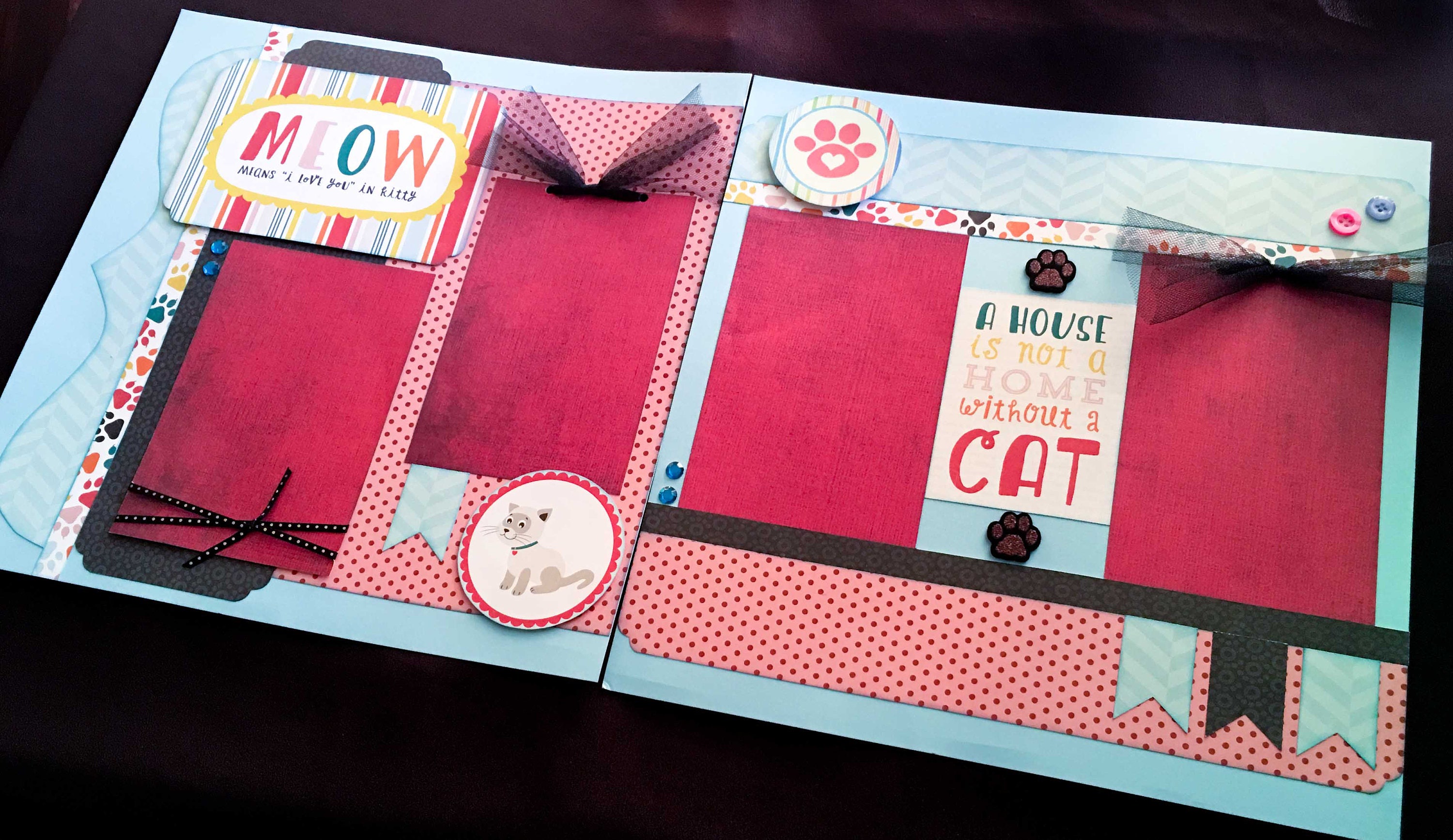 12x12 cat Scrapbook Page Kit Premade Cat Scrapbook 12x12