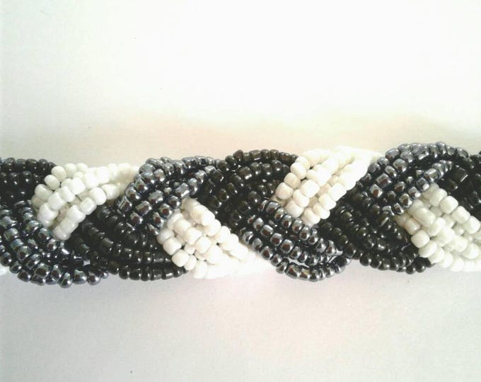 Glass Seed Bead Cluster Bracelet, Multi Beaded Bracelet, Black, White, Grey Bead, Statement Piece, Gift For Her, BeadWork, Classic Style,Fun