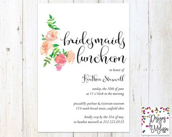 Bridesmaid Luncheon Invitation - Floral Invitation - Bridal Party Invitation - Bridal Luncheon - Welcome Party- Bridal Shower - DIGITAL FILE