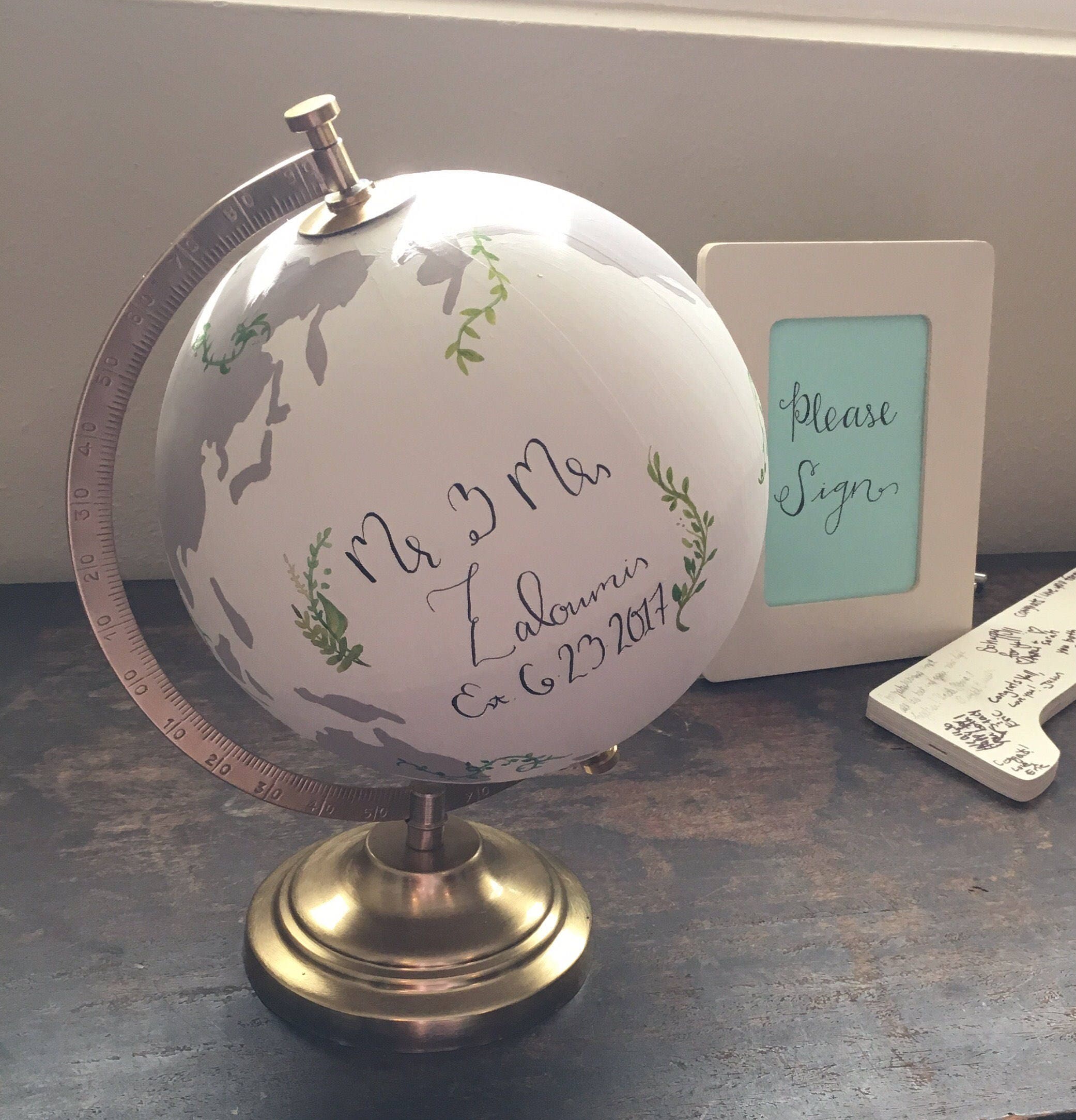 Mini Custom Painted Globes nursery globe wedding guest book