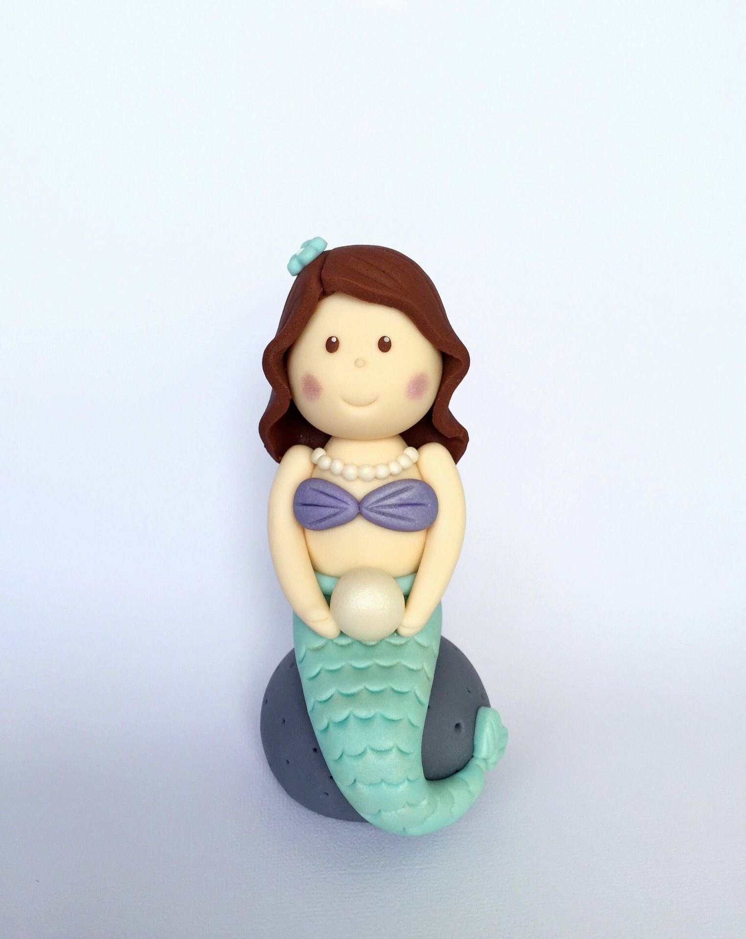 Mermaid fondant cake topper. Little mermaid cake topper.