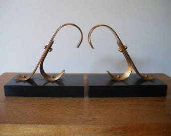 Modernist Book ends/Book ends / Marble and golden metal Book ends //1950s/1960s/ midcentury/ GOLD STARRY