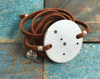 Cancer constellation bracelet. Constellation jewelry Zodiac sign jewelry. Personalized zodiac jewelry. Wrap bracelet. Cancer jewelry. Cancer