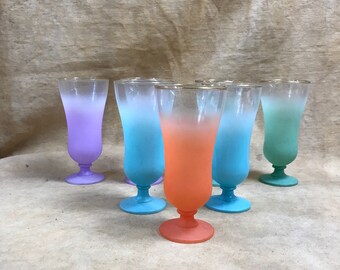Vintage Blendo Ombre Parfait Glasses, Set of Seven Multi Color
