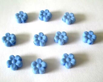 beads 10 mm blue 8.5x9x4 flower acrylic