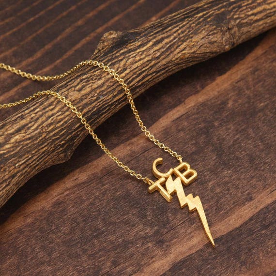 Gold Taking Care of Business Necklace Lightning Bolt