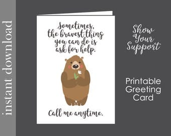 Printable Card, support card, sympathy card, cancer card, friend card, get well card, encouragement card, printable get well, card download