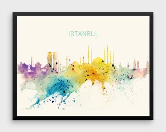 Istanbul Skyline Print Istanbul Cityscape Print Istanbul