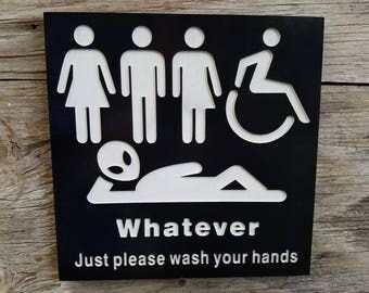 all gender restroom sign whatever just wash your hands alien all gender restroom sign whatever just wash your hands alien