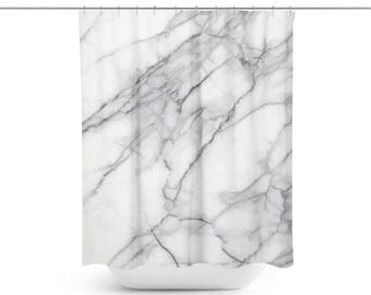 Marble Shower Curtain | White Shower Curtain | Modern Shower Curtain | Grey Shower Curtain | Cool Shower Curtains | Unique Shower Curtain