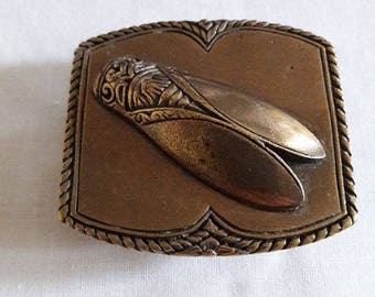 Bronze cicada pewter belt buckle