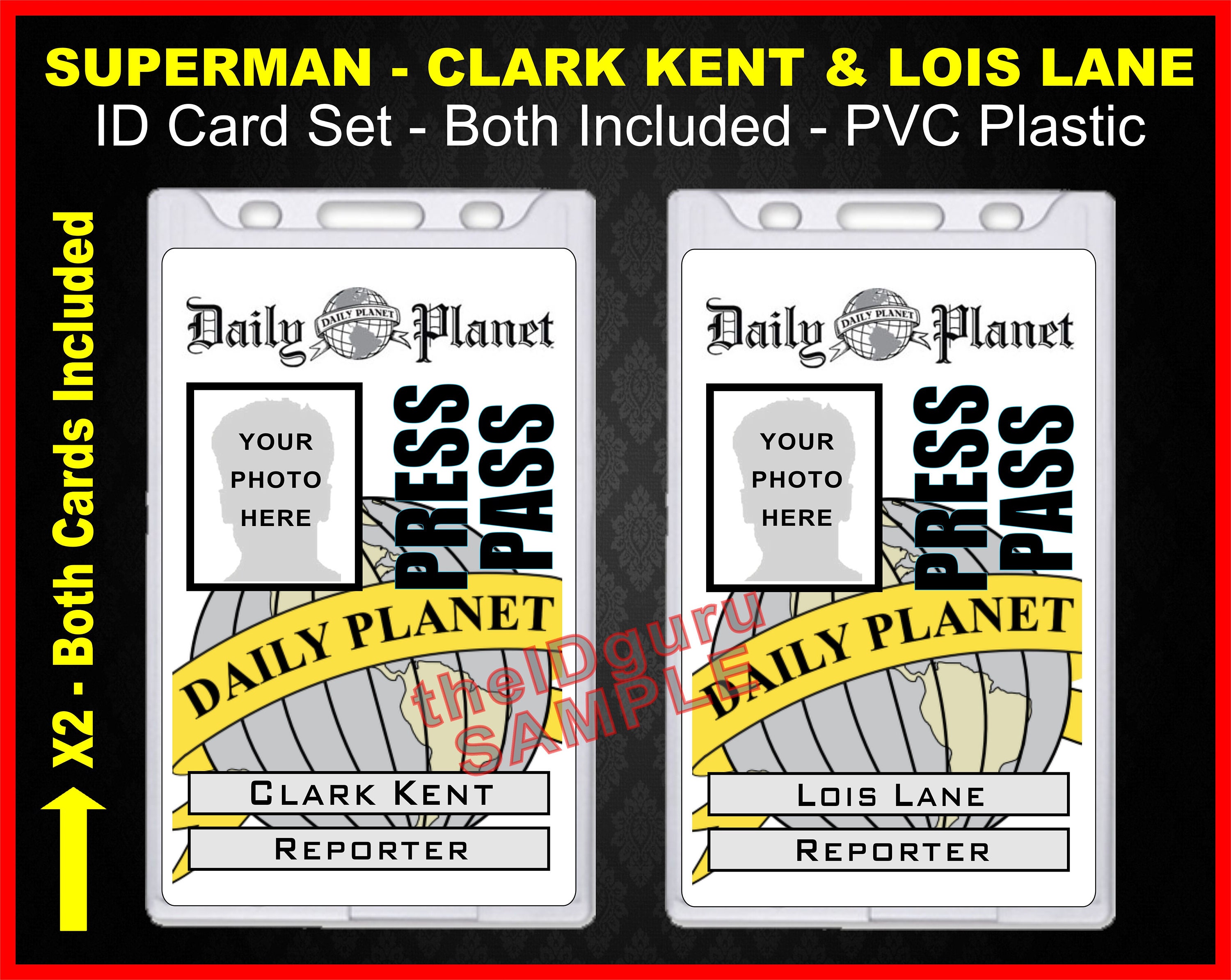 Superman Clark Kent And Lois Lane Id Card Set Both