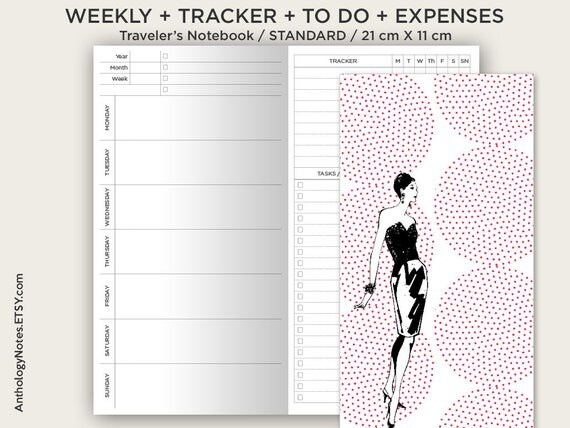 Traveler's Notebook Standard Size Weekly Printable PDF