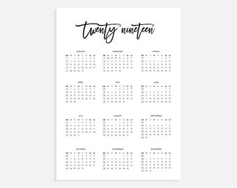 2019 Yearly Calendar - FREE DOWNLOAD
