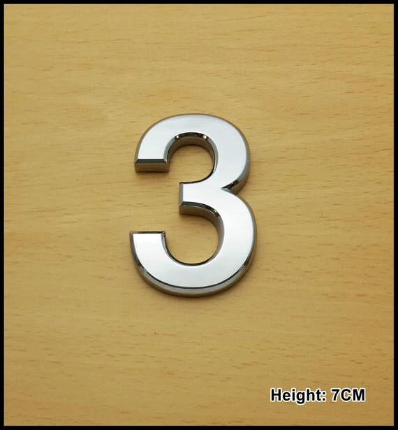 Self Adhesive Chrome Numbers Silver Car Door Number Storage