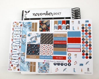 November Monthly Life Planner Kit Stickers! Perfect for the Erin Condren Planner! MNTHLY-033