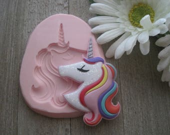 Unicorn Silicone Mold - Food Safe Mold – Flexible Mold – Fondant Mold – Cake Decorating Mold – Silicone Mold – Mold - Unicorn Head Mold