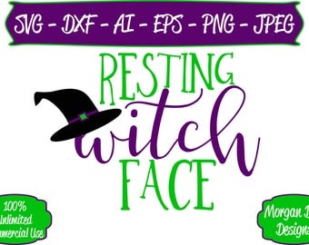Resting Witch Face SVG - Halloween SVG - Files for Silhouette Studio/Cricut Design Space