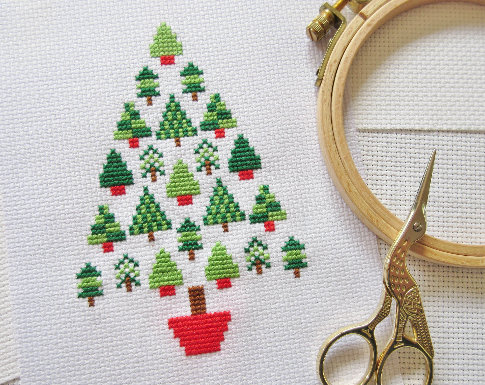 Christmas Tree Cross Stitch Pattern Modern Christmas Cross