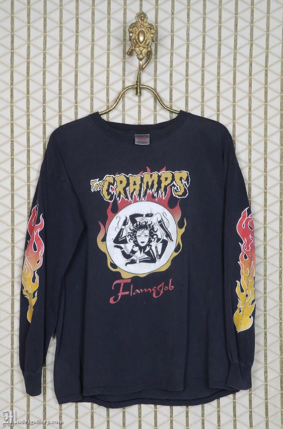 The Cramps shirt vintage rare T-shirt faded black tee long