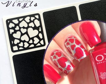 Scattered Hearts Nail Vinyl - Nail Stencil for Nail Art
